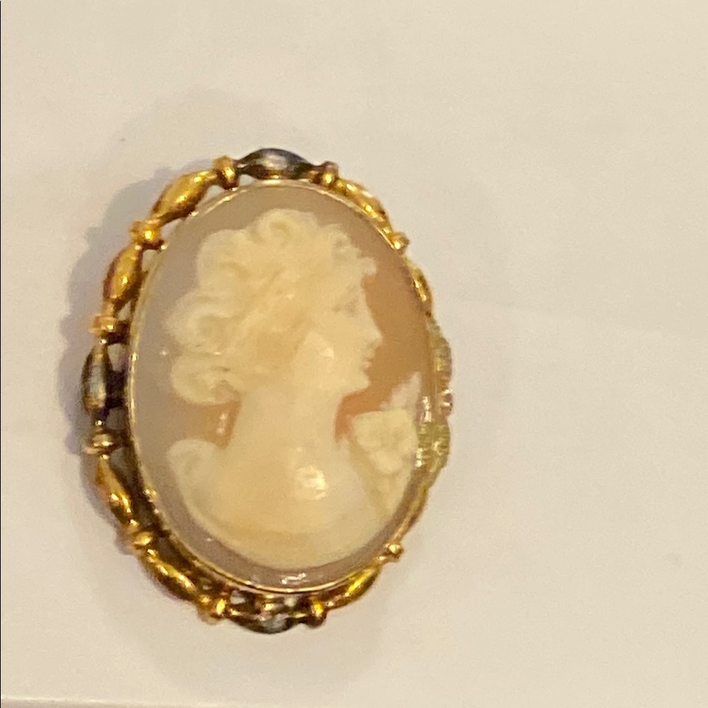 Vintage 12K Gold filled Cameo Brooch/ Pendant Hand Carved AD Marked - Picture 6 of 15
